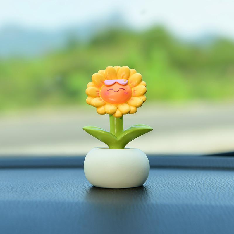 

Warm Sunflower Car Decor Resin Modern Plant Center Console Ornament For Vehicle Interior Yellow A