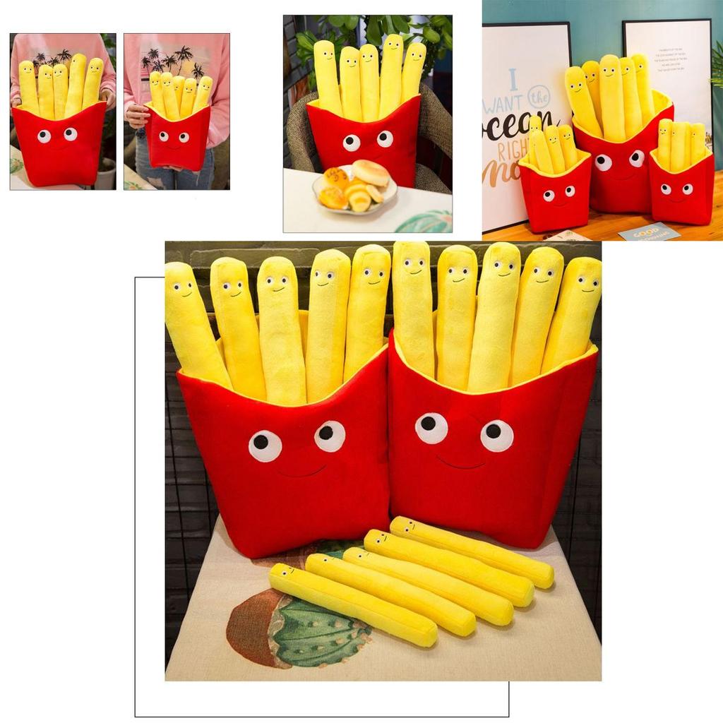Delightfully Soft Cartoon Plush Cute French Fries And Pizza Pillow For Kids Gifts
