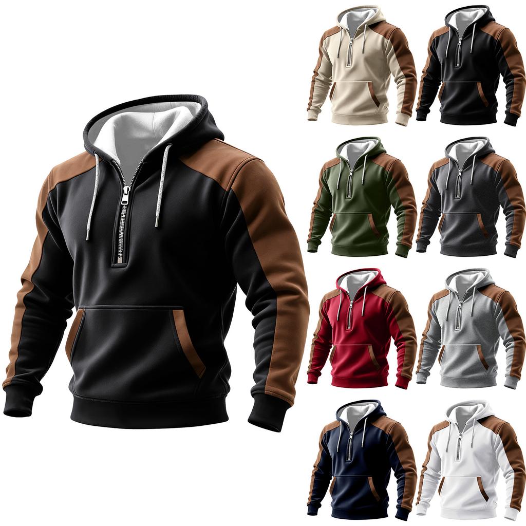 Men's Colorblock Sweatshirt Hoodie Men's Sports Large Size Casual Sweatshirt