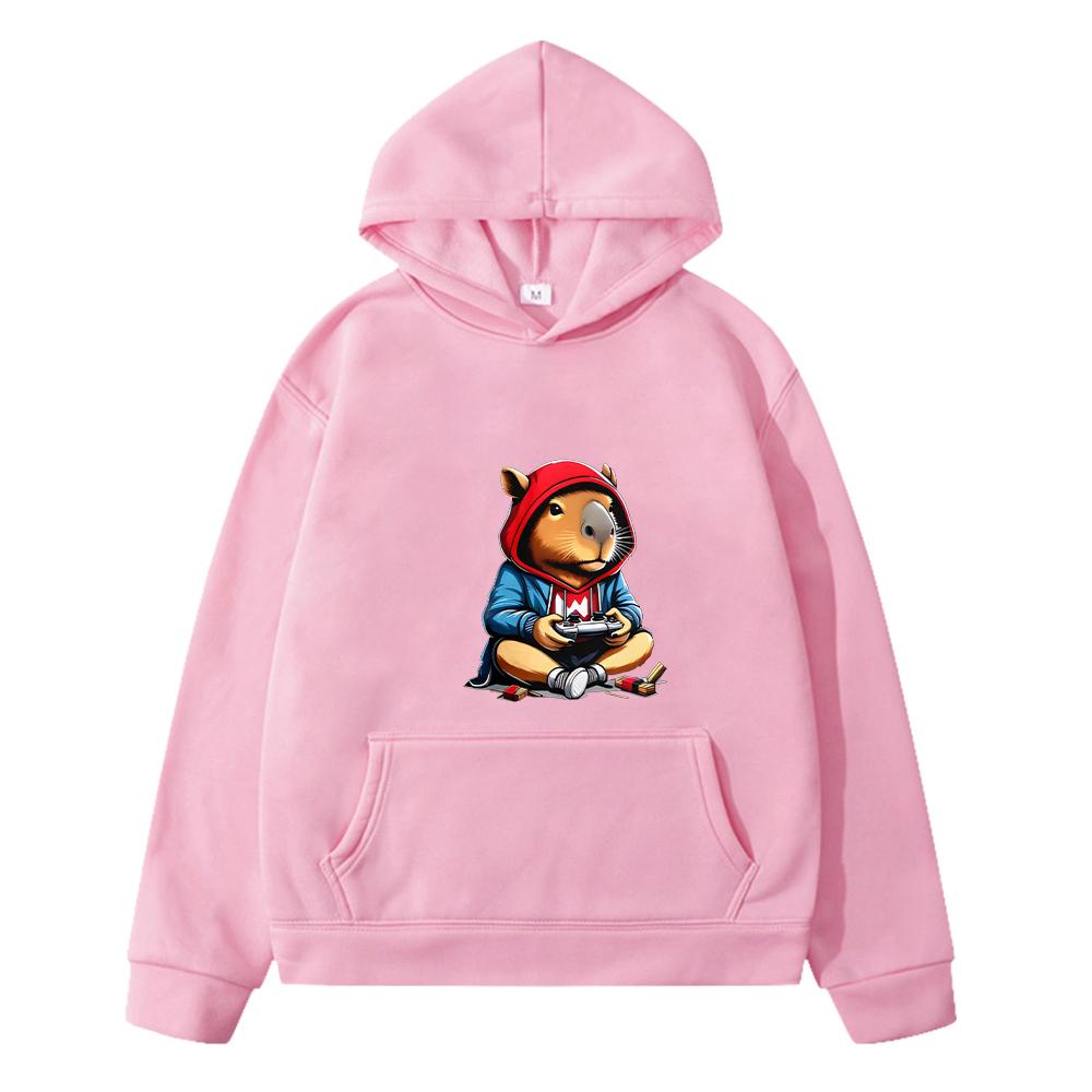 

capibara Kawaii Head Portrait Sweet Casual Sweatshirt capibara anime hoodie Kawai Jacket Pullover y2k sudadera kids clothes girl 130 розовый
