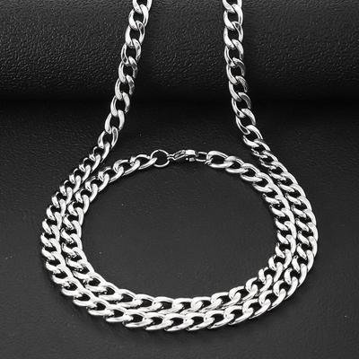 55 60cm Wide Stainless Steel Chain Cuban Link Chains Chokers Necklace For Mens Jewelry Silver Plated Solid Metal Fashion Jewelry