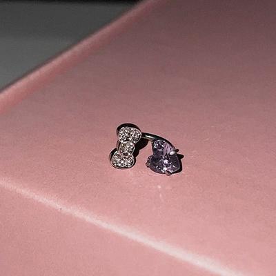 Cute Bowknot Heart Ear Bone Nail  Delicate Earrings For Women Girls Sweet Versatile Earrings Jewelry Accessories Gifts