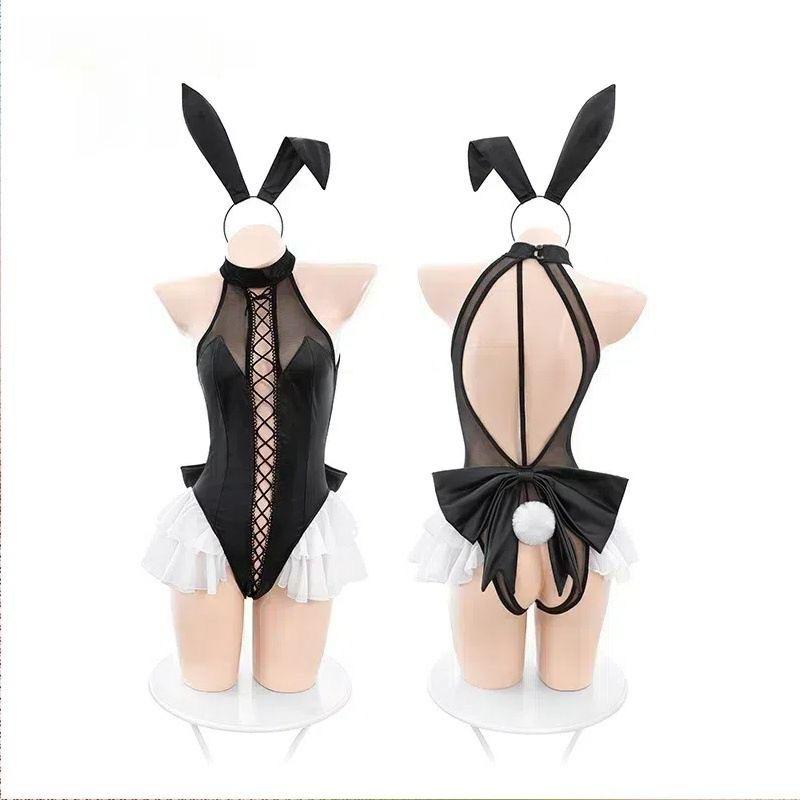 Large Size Private Meeting Bunny Sexy COS Uniform Pure Erotic Sexy Backless Tight Straps Cosplay Seduction SM