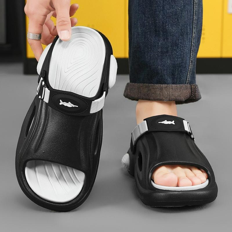Fashion Sandals Summer Men's Outer Wear Trend Non-slip One-word Beach Sandals Casual Beach Tide Sandals and Slippers