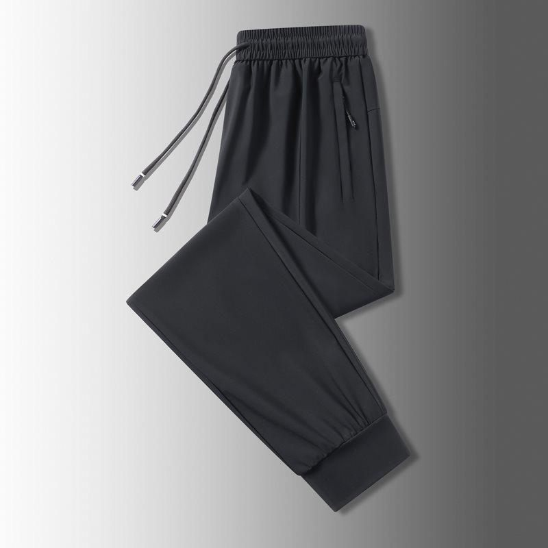 Men's Summer Ice Silk Quick-Dry Elastic Tapered Pants - Lightweight, Versatile, Casual Sportswear