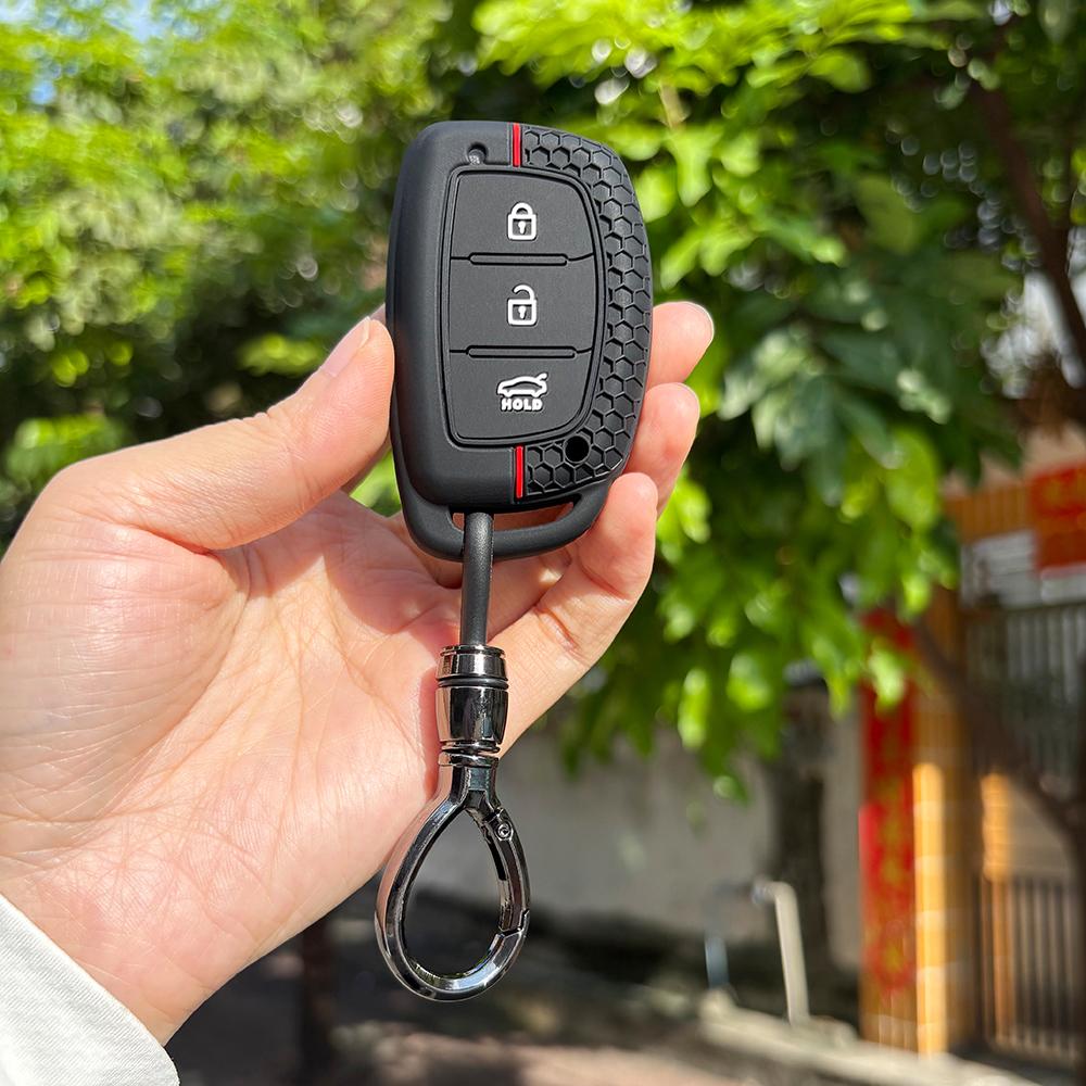 Keychain Protection For Hyundai Tucson Ioniq Creta Kona Solaris Elantra I10 I20 Santa Fe Silicone Car Remote Fold Key Cover Fob