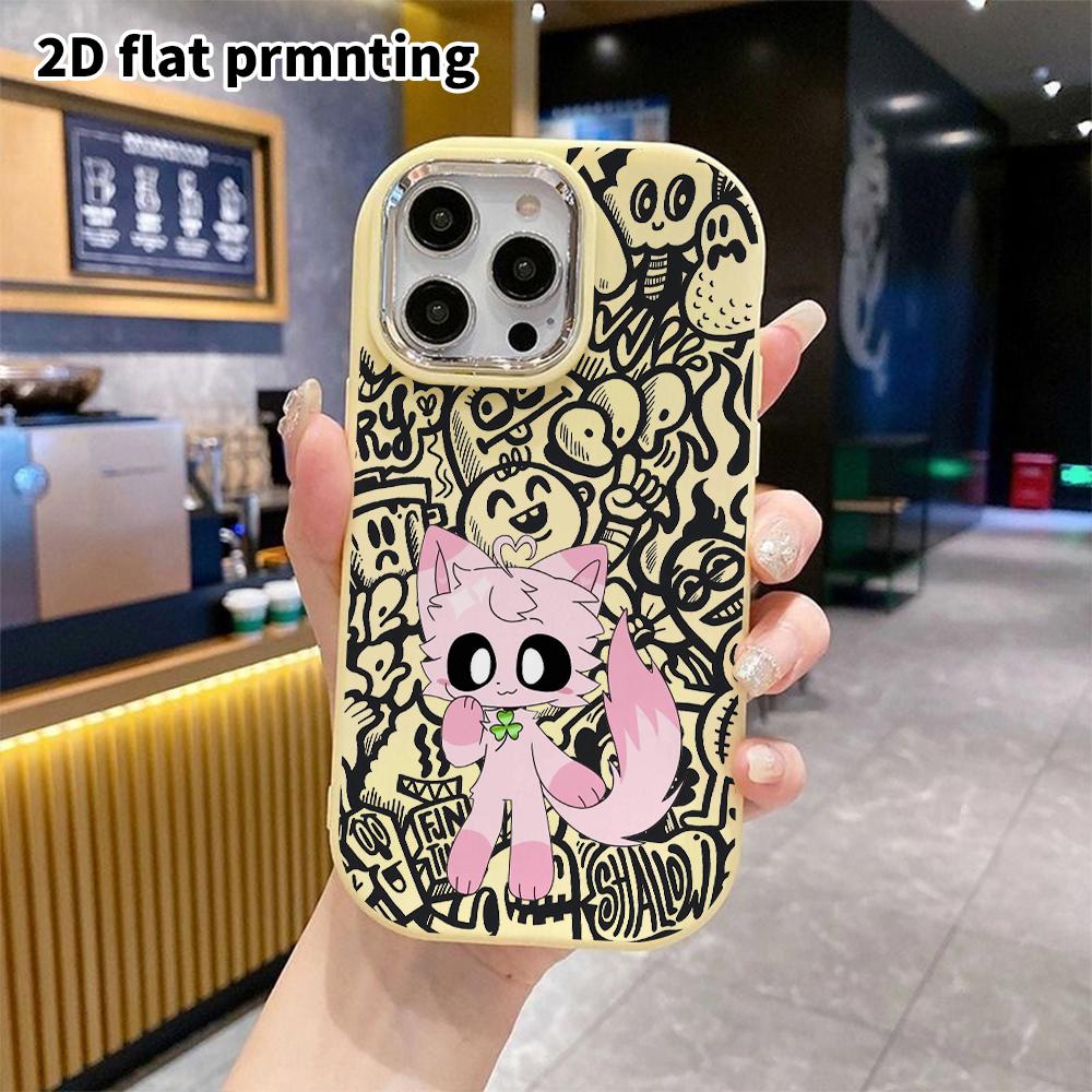 Phone case: 2D flat design suitable for iPhone 18 17 16 15 14 13 Pro protective case, couple style, pink fox, Christmas and Halloween gift