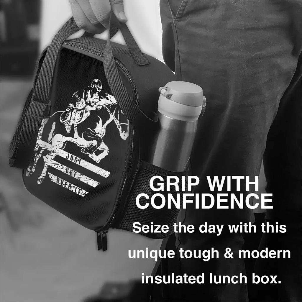 Custom Show Jumping Horse Lunch Bag Men Women Cooler Thermal Insulated Lunch Boxes for Adult Office
