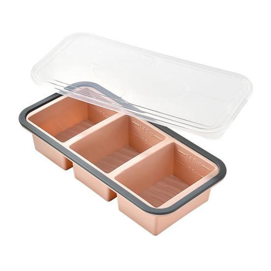Silicone Food Storage Container with Lid Reusable Freezer Lunch Box Tray Divided Meal Prep Container for Kitchen