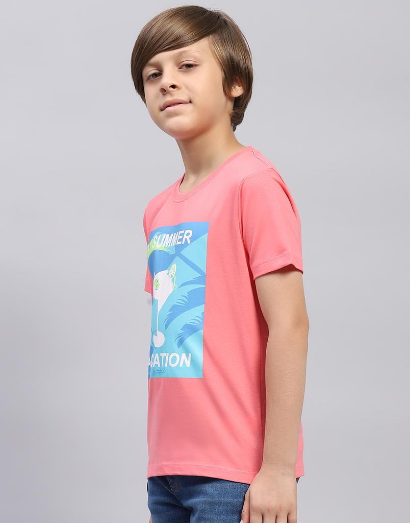 MONTE CARLO Boys Printed Pink & Black Round Neck Half Sleeve Pack of 2 T-Shirt