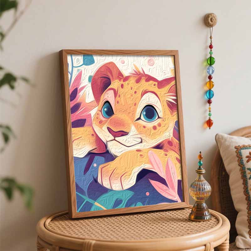 Disney Oil Painting Cheetah Cub Handmade Diy Art Painting Home Decoration