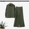 ZANZEA Women Elegant Long Sleeve Blouse and Trousers Casual Two Piece Suit Sets
