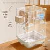 Large Transparent Acrylic Bird Cage with Toilet for Cockatiels and Parrots