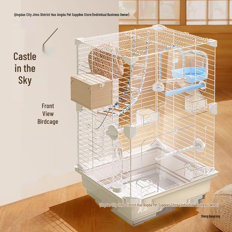 Large Transparent Acrylic Bird Cage with Toilet for Cockatiels and Parrots