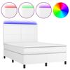 Vidaxl Łóżko Kontynentalne Z Materacem I Led, Biała Ekoskóra 140X190Cm