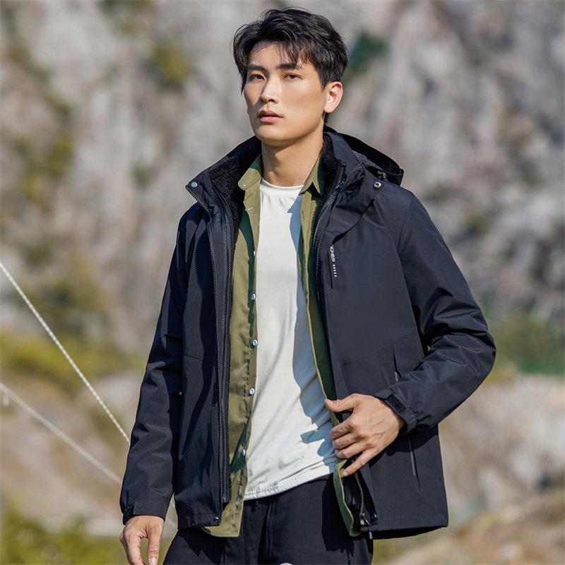 Men's Winter 4-in-1 Hardshell Men's and Women's Fleece Lining Double-sided Wear Lamb Fleece Jacket Outdoor Mountaineering Clothing