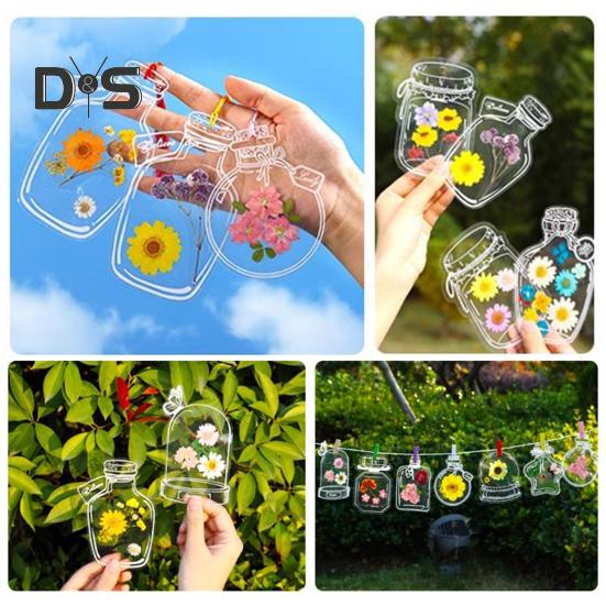 DIY Sušené květinové záložky Ručně vyráběné Průhledné lisované květinové záložky Samolepicí Průhledné sklenice Samolepky na knihy Láhev Potřeby