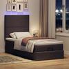 Enjoy Restful Nights with This Ottoman Bed with Mattress and LEDs In Dark Brown 100 X 200 Cm Fabric