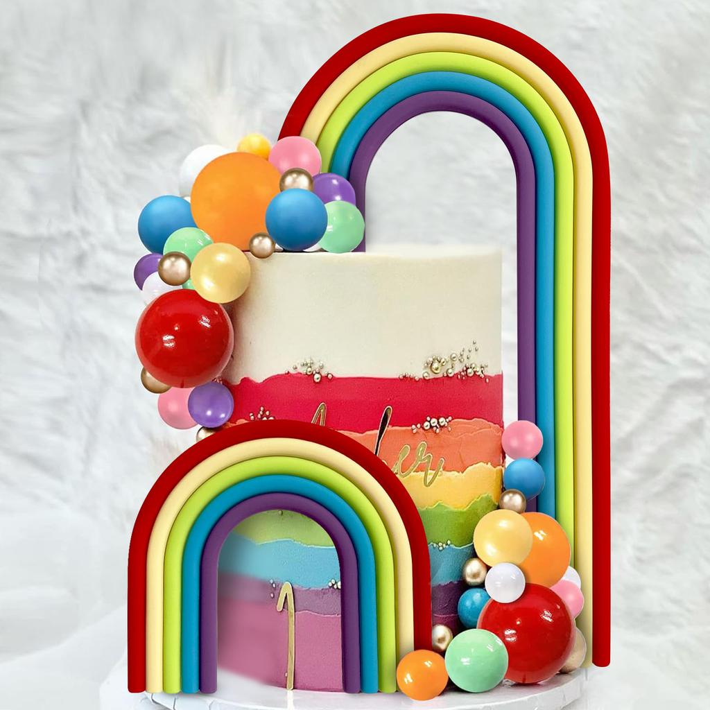 2 ks Duhové Toppery na Dort Barevné Koule Dekorace na Dort na Svatbu Baby Shower Dívky Chlapci Potřeby pro Narozeninovou Oslavu