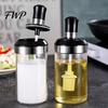 Corrosion-resistant Condiment Bottle Spice Jar with Spoon 250ml Glass Kitchen Seasoning High Borosilicate for Salt Sugar Leak-Proof Container
