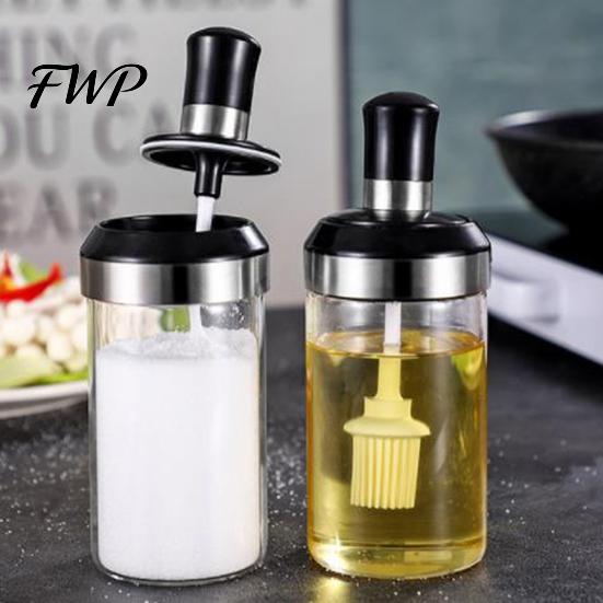 Corrosion-resistant Condiment Bottle Spice Jar with Spoon 250ml Glass Kitchen Seasoning High Borosilicate for Salt Sugar Leak-Proof Container