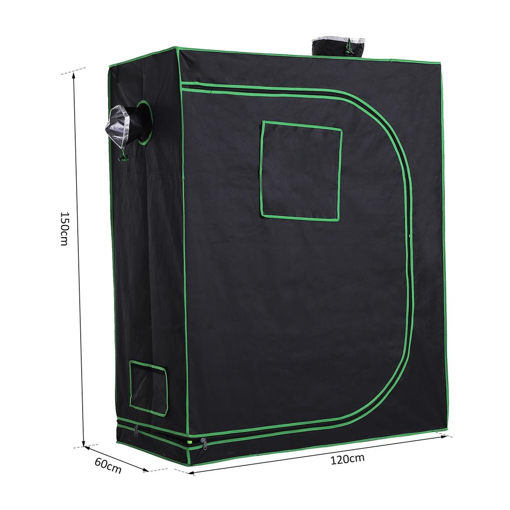 Mylar Hydroponic Grow Tent with Adjustable Air Vents for Indoor Cultivation, 120x60x150cm, Black