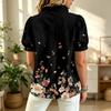 Women's Fashion Casual Ruffle V-Neck Print Blouse for Summer