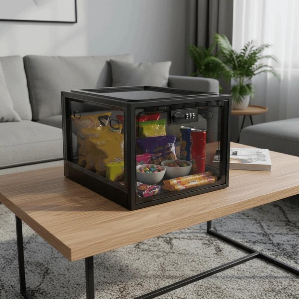 Large Capacity Clear Locking Box Transparent Plastic Tablet Password Box 3-Digit Combination Lockable Storage Box Office Use