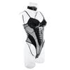 European & American Nightclub Hot Girl PU Leather Mesh Lace-up Backless Bodysuit