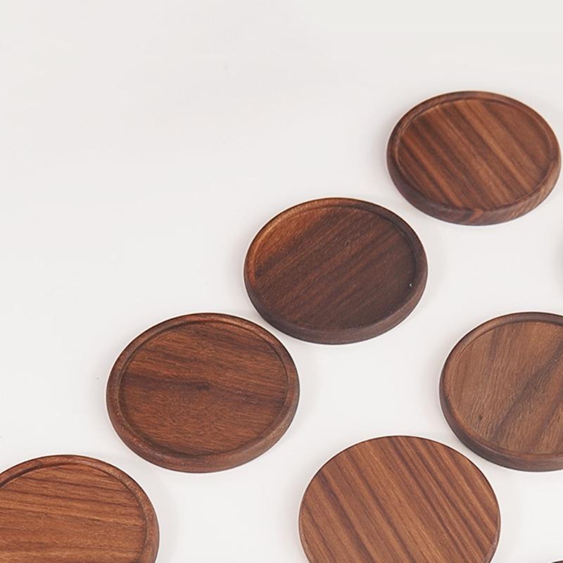 4Pcs Wood Coaster for Drink Table Protective Wooden Round Pad for Coffee Table Cup Coaster Mats Home Decorations