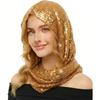 Sequined Head Scarf for Women Islamic Turban Glitter Scarf Solid Color Headscarf Hijab for Parties or Daily