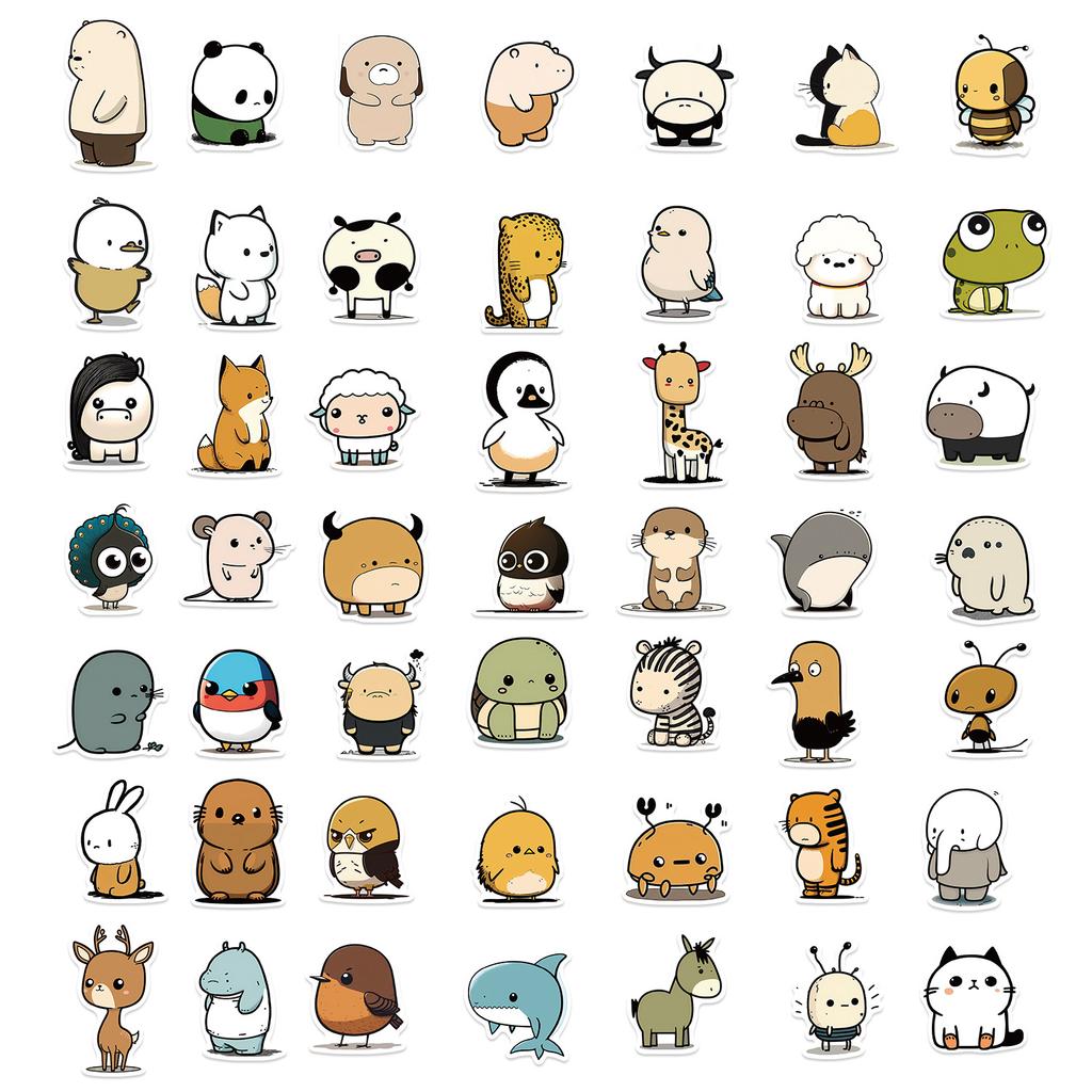 50 Cute Simple Animal Graffiti Stickers Guitar Notebook Suitcase DIY Waterproof Stickers