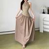 2026 European and American spring fashion new woven gold fabric splicing satin sleeveless dress dress