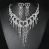 Shiny Rhinestone Necklace Earrings Two-piece Set Love Tassel Necklace Ear Jewelry