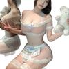 Sexy neck see-through split maid outfit set sweet cute soft girl theme sexy underwear