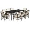Vidaxl 9-Cz. Garden Furniture Set With Cushions, Brown, PE Rattan