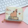Cute Cartoon Capybara Short Wallet PU Leather Zipper Coin Purse Multi Slot Credit Card Holder Waterproof Storage Bag Key Bag