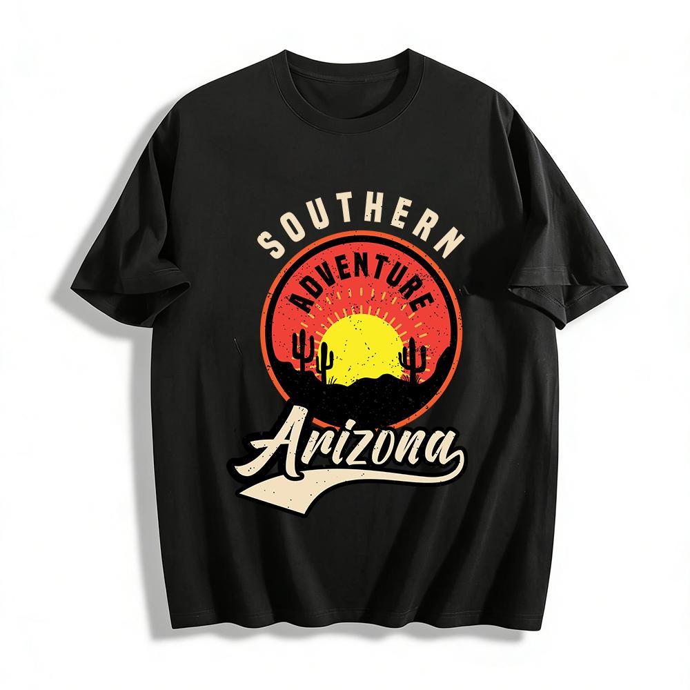 Southern Arizona Adventure Cactus Sunset Graphic Casual T-Shirt Pure cotton T-shirt XXS