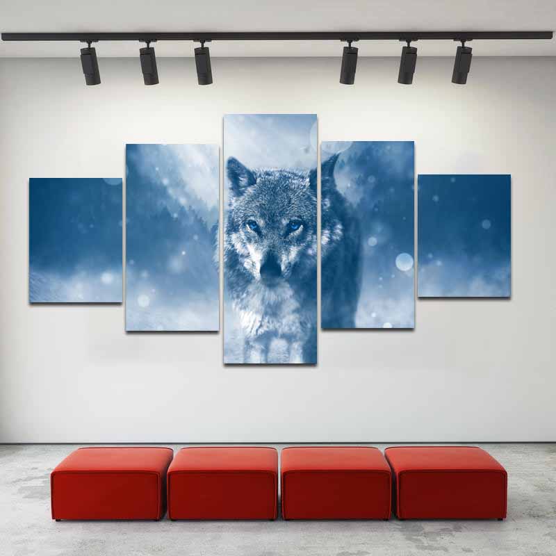 5 Pieces Abstract Wolf Canvas Painting Animal Forest Posters and Prints Wall Pictures Cuadros Living Room Home Decor No Frame
