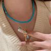 New In Retro Antique Gold Crafts Blue Enamel Necklace Ethnic Style Exquisite High Quality Turquoise Collar Chain Jewelry