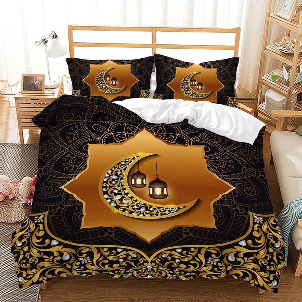 Quilt Cover Three-Piece Good Night Series Star Moon Pillowcase Digital Printing Bedding