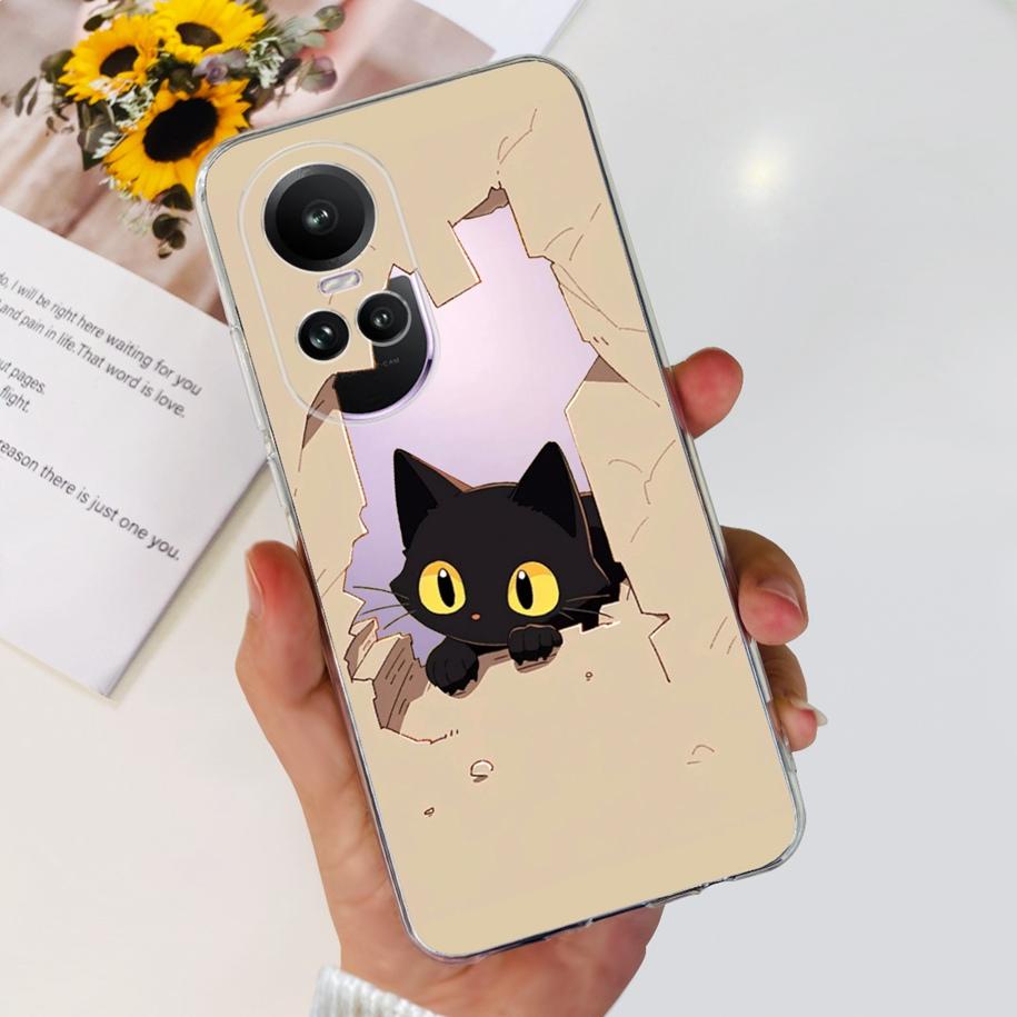 For Oppo Reno 10 Pro 5G Case Reno 10 Phone Case Fashion Flower Cartoon Clear Silicone Shockproof Cover For Reno10 Pro Plus Coque