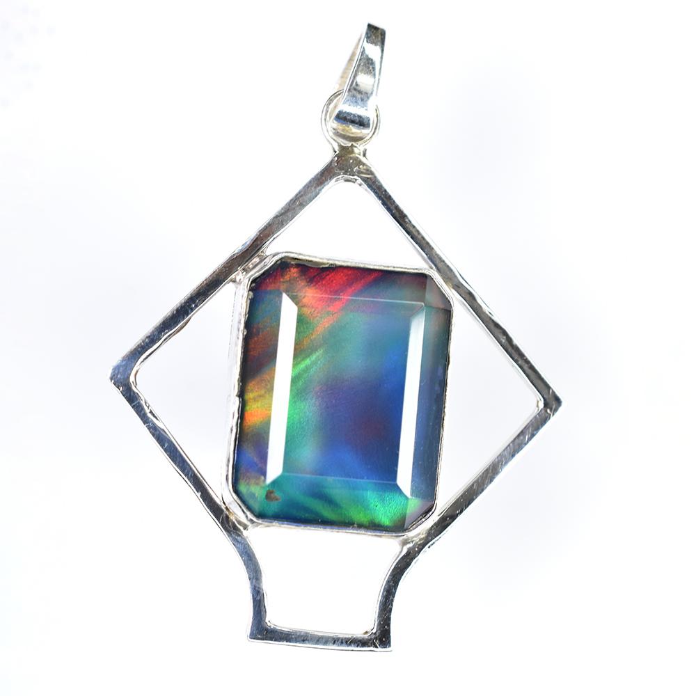 Natural Emerald Pendant Ammolite 32ct 925 Sterling Silver Gems Jewelry Gemstone Jewelry Gift