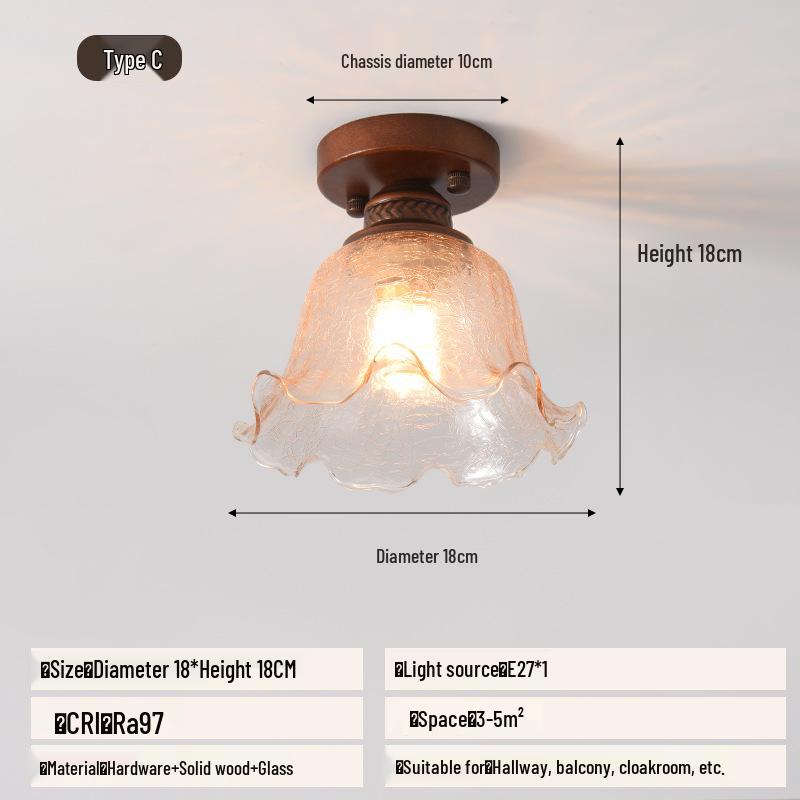 Vintage Chinese Corridor Light: Elegant Glass Ceiling Fixture for Entryway, Balcony, or Closet