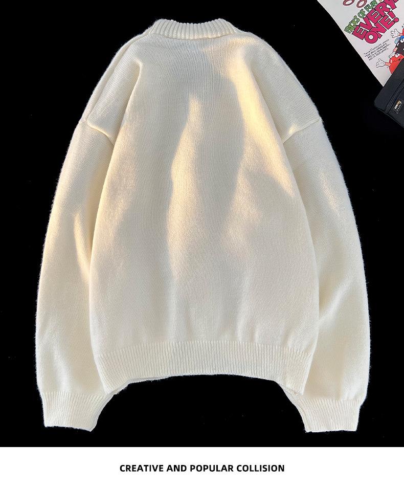 Herren Retro V-Ausschnitt Cardigan Pullover – Trendige Strickware, Warm, Einreiher, Lockerer Schnitt, Perfekt für Herbst/Winter.