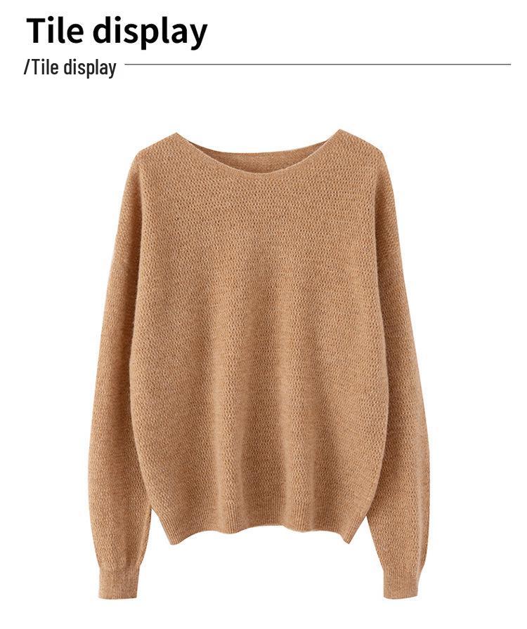 Women's Round Neck Wool Knitwear - Loose Fit Long Sleeve Pullover for Autumn & Winter