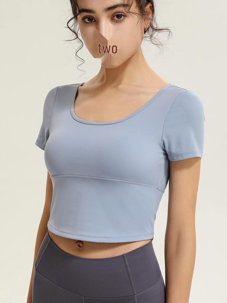 Quick-Drying Sports T-shirt with Chest Pads & Cross-Back Design for Running & Yoga