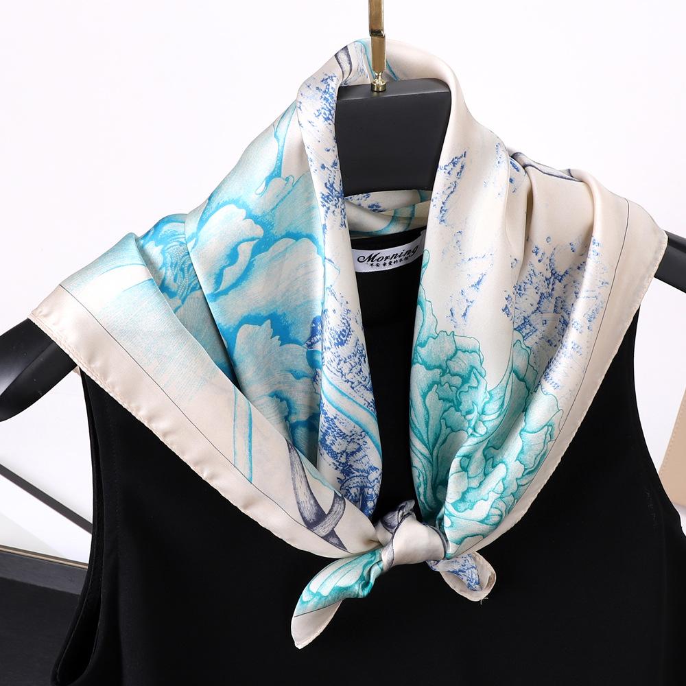 Small Scarves With Spring And Autumn Prints  New Simulation Silk Square Scarves For Women's Fashion High-end Scarves Versatile Small Scarves