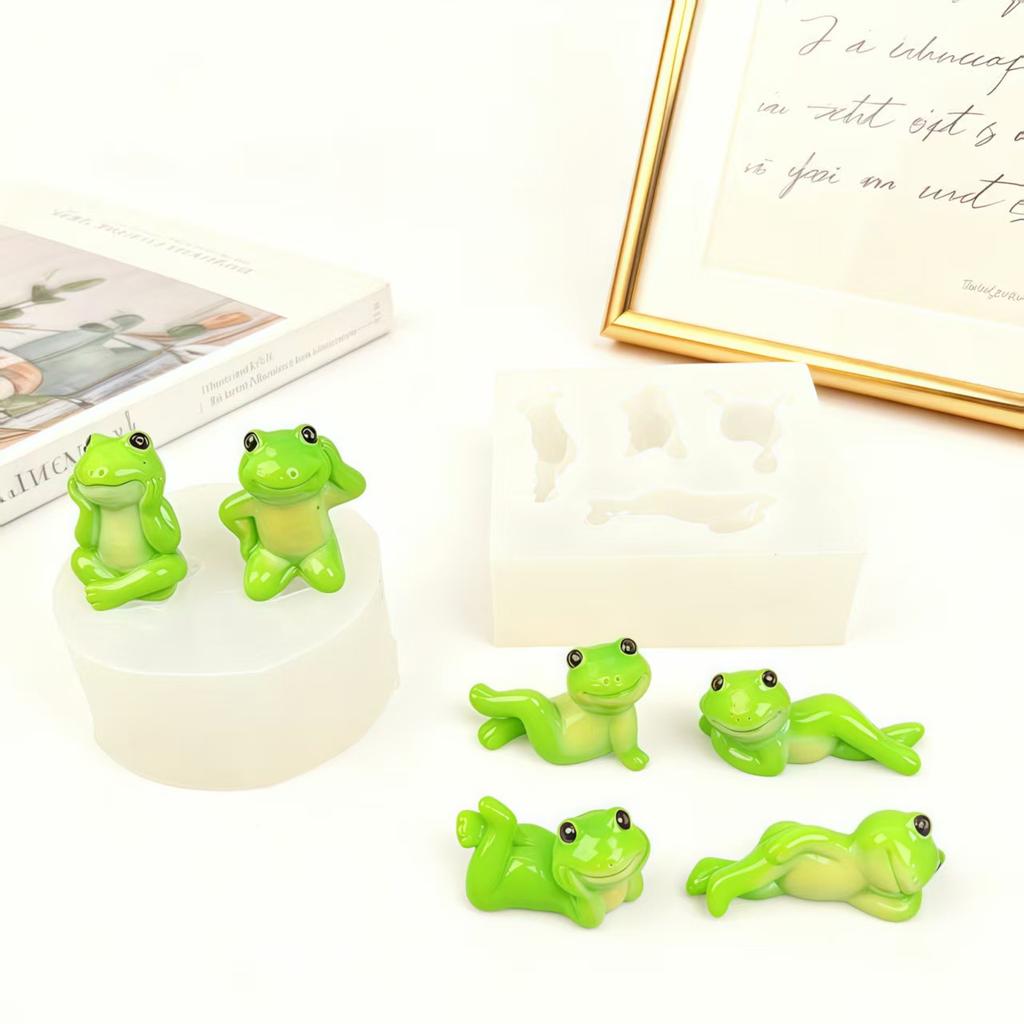 Creative DIY Cartoon Funny Frog Silicone Molds 3d 4-hole Frog Fondant Candy Chocolate Mould DIY Plaster Epoxy Resin Mold Cake Decor