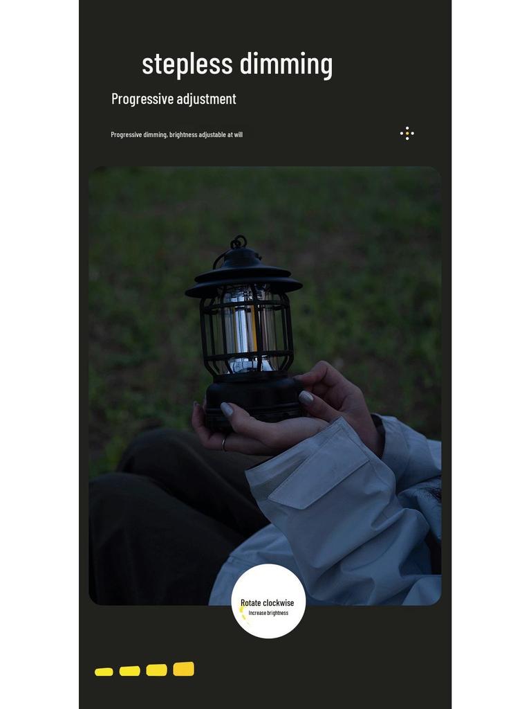 Waterproof Retro Portable Lantern with Type-C Charging for Camping